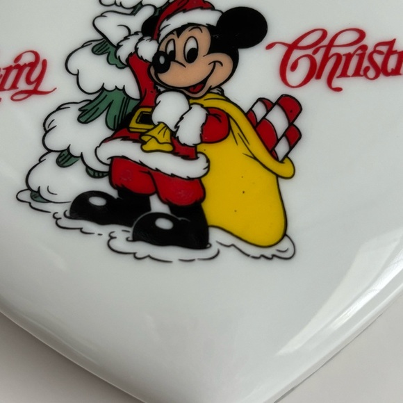 Disney Mickey Mouse Santa Merry Christmas Porcelain Heart Trinket Box - Picture 10 of 16